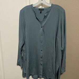 Eileen Fisher Woman Band Collar Top
